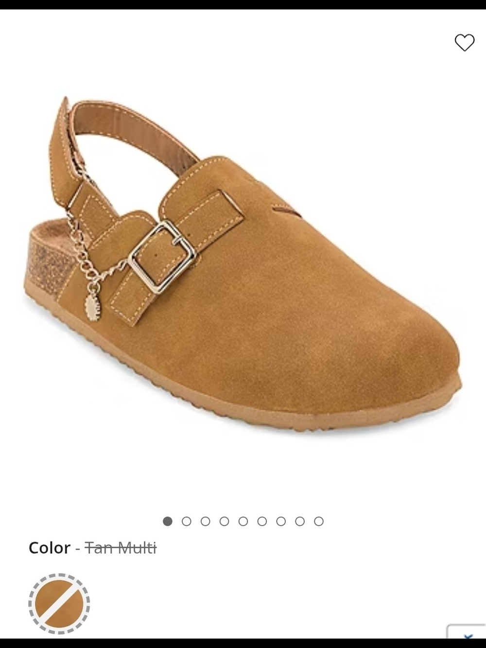 pop Ordelia Tan Suede-Look Slingback Clog with Buckle and Charm Size 8.5 - Picture 2 of 11